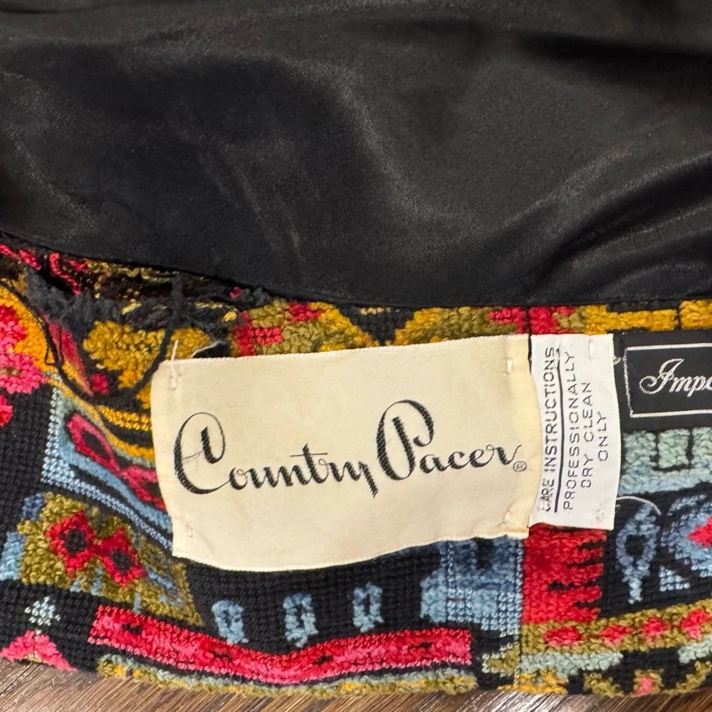 Vintage Country Pacer Tapestry Carpet Womens Coat 70s Boho Size S Flaws - Picture 7 of 12